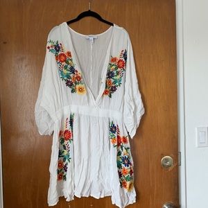 Embroidered Gauzy White Tunic Coverup